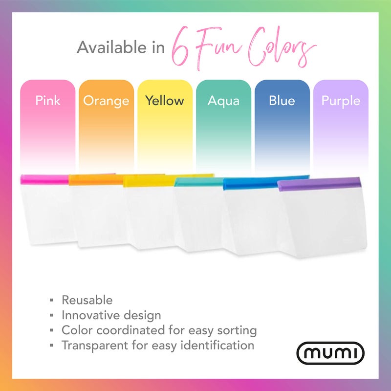 MUMI Piccolo Reusable Zip Up Bags â€“ Set of 3 Silicone Resealable bag | Reusable Bags for Food Storage, Freezer, & Snacks | BPA-Free Airtight Silicone Storage Bag for Travel & Meal Prep - Purple - Image 5